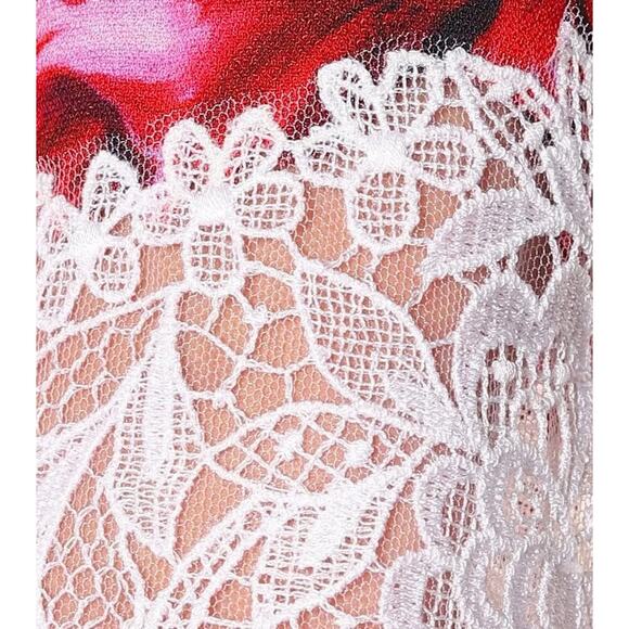NWT Dolce & Gabbana Lace Trimmed Floral Crepe Mini Dress Multi IT 42 / M - Picture 7 of 11
